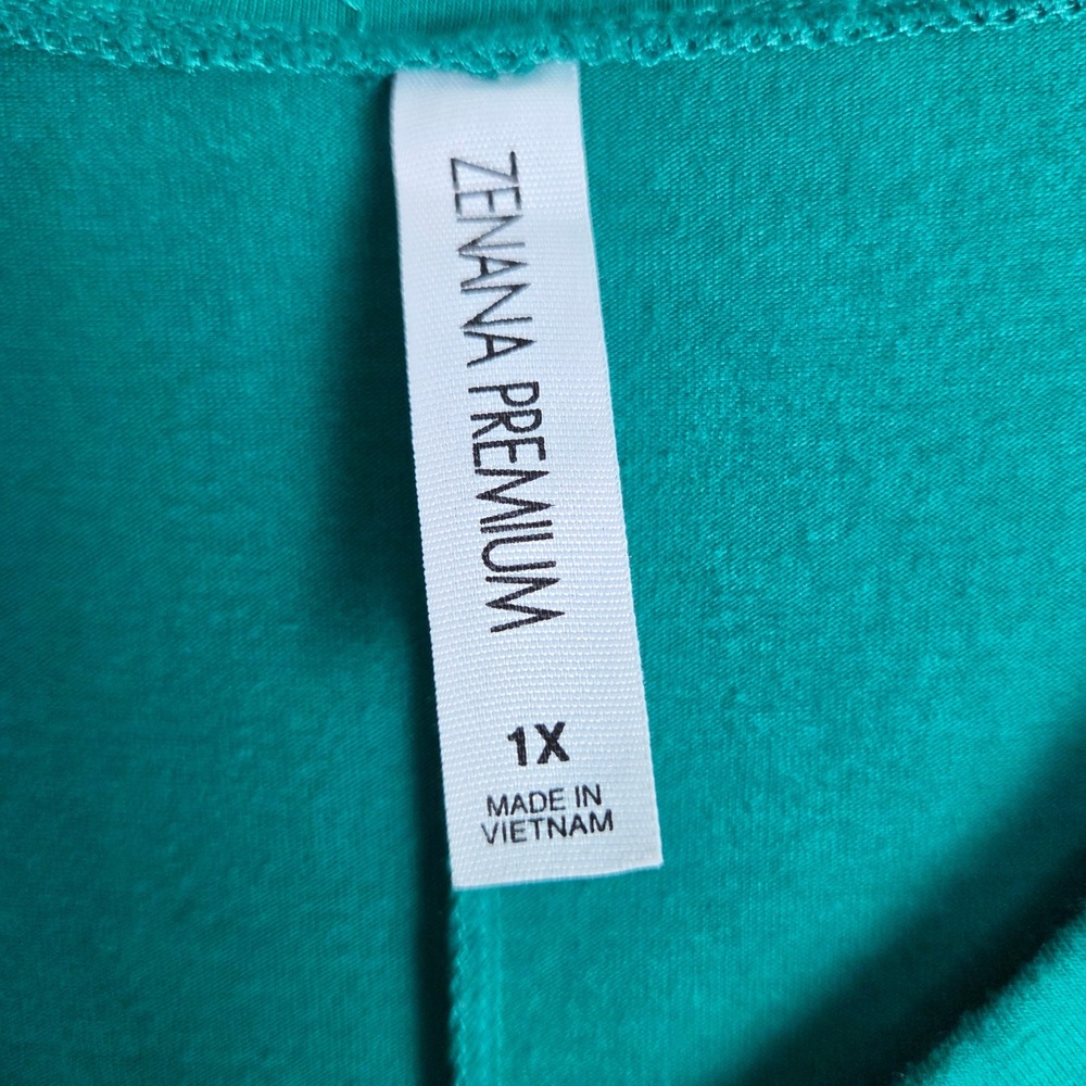 Zenana Premium Womens 1X Teal Green V-Neck 3/4 Sleeve Sharkbite Tunic - Picture 3 of 9